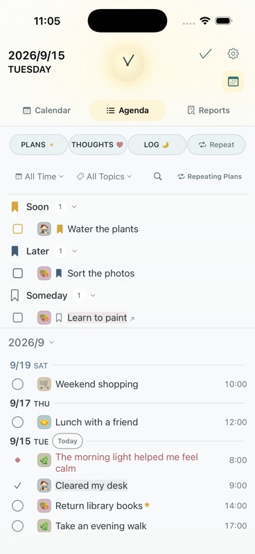 Agenda and text search