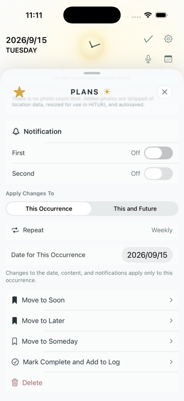 Repeat settings